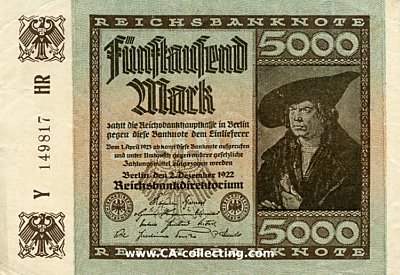 REICHSBANKNOTE FÜNFTAUSEND (5000) MARK 2. Dezember...