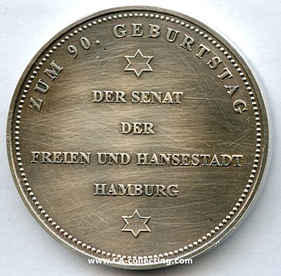 Photo 2 : HAMBURG. Senatsmedaille zum 90. Geburtstag. 999 Silber....