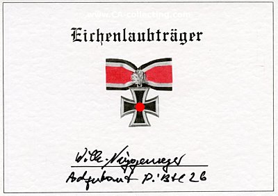 NIGGEMEYER, Wilhelm. Major des Heeres im...