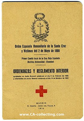 ORDEN ESPANOLA HUMANITAIA DE LA SANTA CRUZ. Statutenheft...