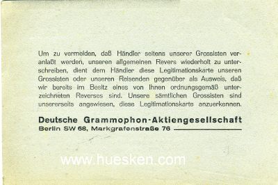 Photo 2 : LEGITIMATIONSKARTE (Ausweis) der Deutschen Grammophon-AG,...