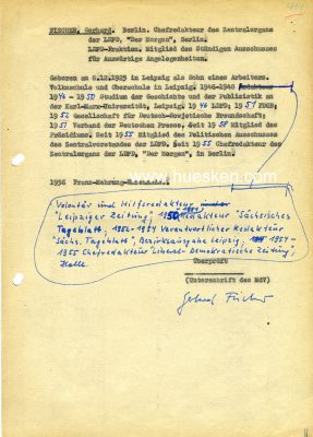 Photo 2 : FISCHER, Gerhard. DDR-Politiker, Chefredakteur 'Der...