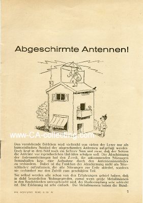 ABGESCHIRMTE ANTENNEN!. Illustriertes Werbeprospekt zur...