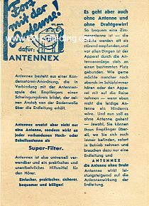 ANTENNEX - DETEX. Werbeprospekt um 1933 des...