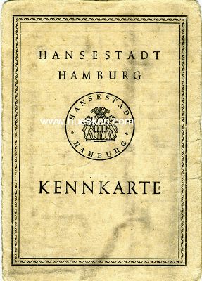 Foto 2 : KENNKARTE (Personalausweis) der Hansestadt Hamburg 1946,...