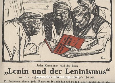 KOMMUNISTISCHE PARTEI DEUTSCHLANDS KPD Werbeplakat 'Lenin...