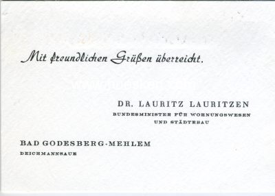Foto 2 : LAURITZEN, Dr. Lauritz. Bundesminister für...