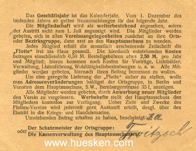 Foto 2 : MITGLIEDSKARTE 1908 des Deutschen Flotten-Vereins,...