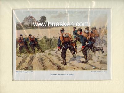 FARBIGER KNÖTEL-DRUCK um 1900 'Infanterie...