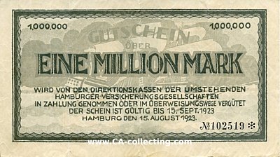GUTSCHEIN ÜBER EINE MILLION (1.000.000) MARK der...