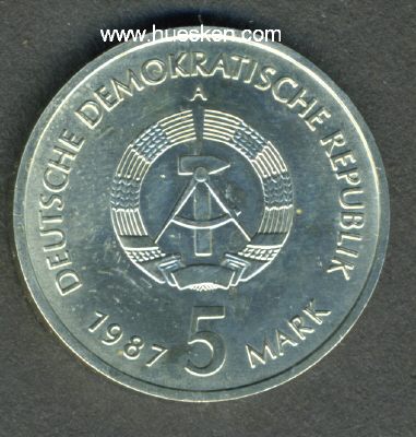 Photo 2 : DEUTSCHE DEMOKRATISCHE REPUBLIK (DDR). 5 Mark 1987...