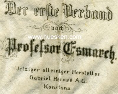Photo 3 : ROTES KREUZ. Dreiecks-Verbandstuch um 1914 mit Aufdruck...