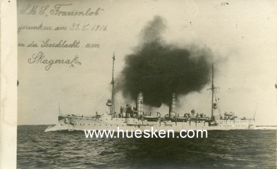 PHOTO-POSTKARTE 'S.M.S. Frauenlob gesunken am 31.5.1916...