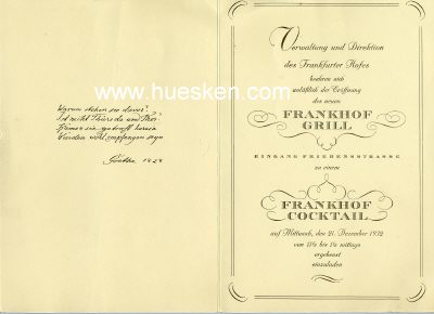 Foto 2 : FRANKFURT. Einladungskarte der Verwaltung und Direktion...