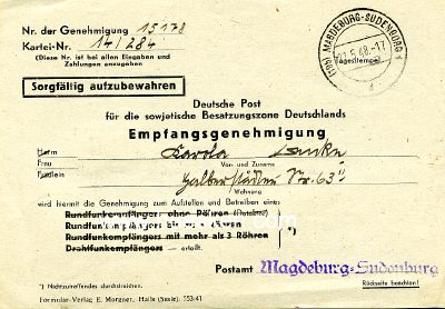 MAGDEBURG. Empfangsgenehmigung der Deutschen Post...