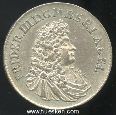 KLEINE SILBERNE HULDIGUNGS-MEDAILLE 1688 Kurfürst...