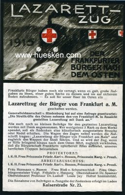SPENDENPOSTKARTE 'Lazarettzug 1915 der Frankfurter...