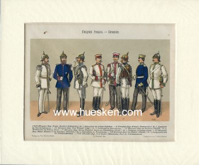 FARBIGE KRICKEL-UNIFORMTAFEL um 1900 mit Uniformierten...
