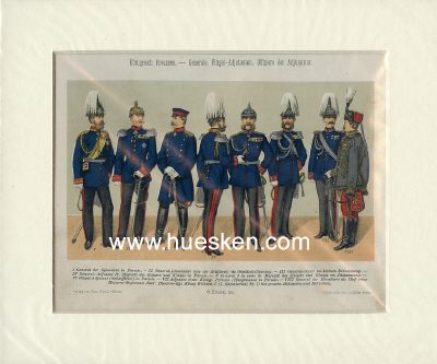 FARBIGE KRICKEL-UNIFORMTAFEL um 1900 mit Uniformierten:...
