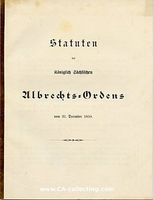 ALBRECHTS-ORDEN STATUTENHEFT vom 31. Dezember 1850 nebst...