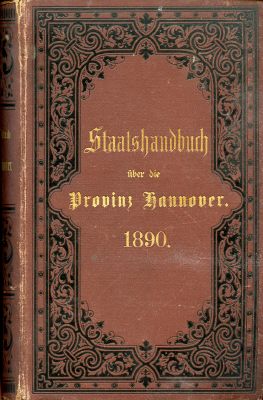 STAATSHANDBUCH FÜR DIE PROVINZ HANNOVER 1890....