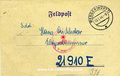 FELDPOSTBRIEF 1944 mit Stempel 'Flugzeugführerschule...
