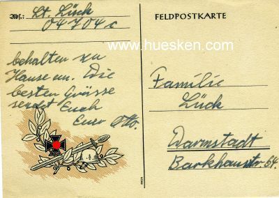SCHMUCK-FELDPOSTKARTE 1943 des Leutnants Lück FPN...