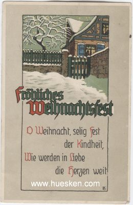 FARB-POSTKARTE 'Fröhliches Weihnachtsfest', 1917...