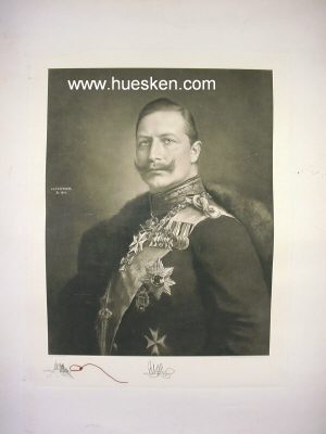GROSSFORMATIGER DRUCK. Brustporträt Kaiser Wilhelm...