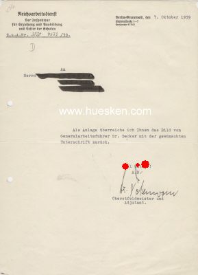 Foto 2 : DECKER, Dr. phil. Wilhelm. Obergeneralarbeitsführer,...