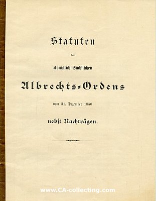 ALBRECHTS-ORDEN STATUTENHEFT vom 31. Dezember 1850 nebst...