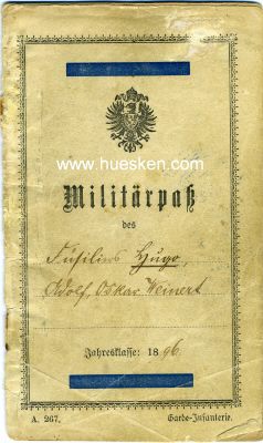 MILITÄRPASS JK 1896 für den Füsilier...