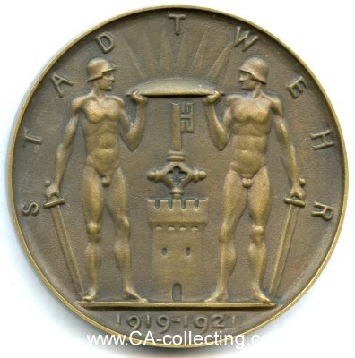 STADTWEHR BREMEN. Erinnerungsmedaille in Bronze. 73mm....