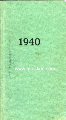 TASCHENKALENDER 1940. 88 Seiten, im Anhang 7 Tafeln mit...