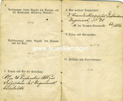Foto 3 : MILITÄRPASS JK 1886 für den Musketier...