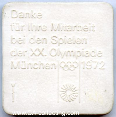 MÜNCHEN 1972. Plakette mit Inschrift 'Danke für...