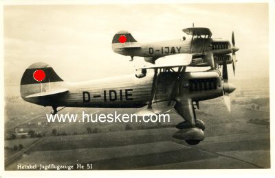 PHOTO-POSTKARTE 'Heinkel Jagdflugzeuge He 51'.