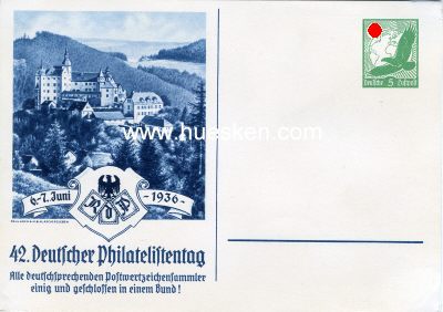 GANZSACHE-POSTKARTE 1936 42. Deutscher Philatelistentag,...