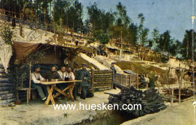 FARB-POSTKARTE 'Truppenlager im Hexenkessel'. 1915 als...