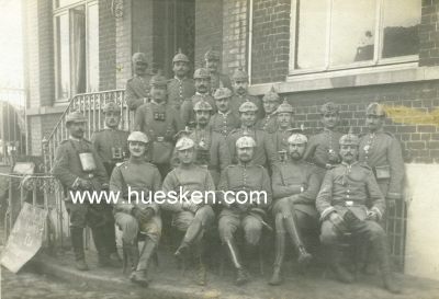 PHOTO 13x9cm: Gruppenaufnahme von feldgrauen Ulanen. 1914...