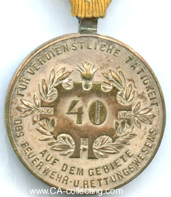 Photo 2 : FEUERWEHR-EHRENMEDAILLE M.1922 FÜR 40 JAHRE. Bronze...
