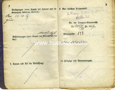 Foto 3 : MILITÄRPASS JK 1917 für den Musketier Bauer aus...