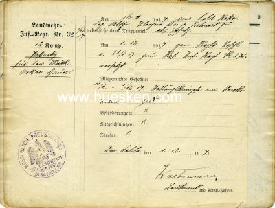 Foto 6 : MILITÄRPASS JK 1917 für den Musketier Bauer aus...