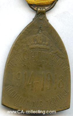 Foto 2 : KRIEGS-ERINNERUNGSMEDAILLE 1914-1918. Bronze 48x31mm am...