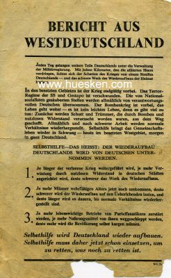 ALLIIERTES FLUGBLATT vom Winter 1944 'Bericht aus...