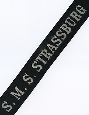 MÜTZENBAND 'S.M.S. Strassburg', silberfarben 100cm.