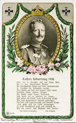 FARB-POSTKARTE Kaisers Geburtstag 1916
