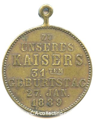 Photo 2 : TRAGBARE MEDAILLE 1889 zum 31.Geburtstag Kaiser Wilhelm...