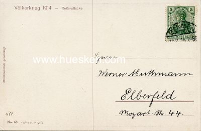 Photo 2 : FARB-POSTKARTE 'Völkerkrieg 1914 - Reiterattacke'