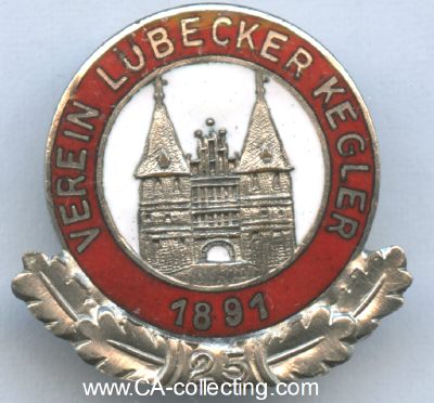 VEREIN LÜBECKER KEGLER 1891. Ehrennadel für 25...